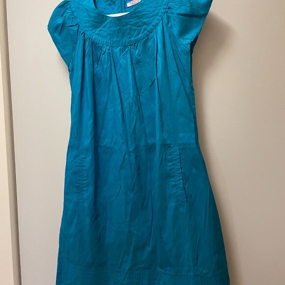 Calypso Christiane Celle Womens Zip Up Short Sleeve Silk Shift Dress Blue S - Picture 2 of 7